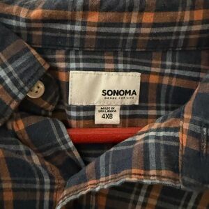 Sonoma Men's Casual Plaid Shirt - Navy and Rust